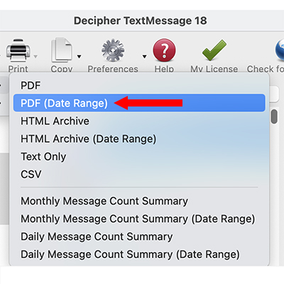 Export text messages as PDF from iPhone.