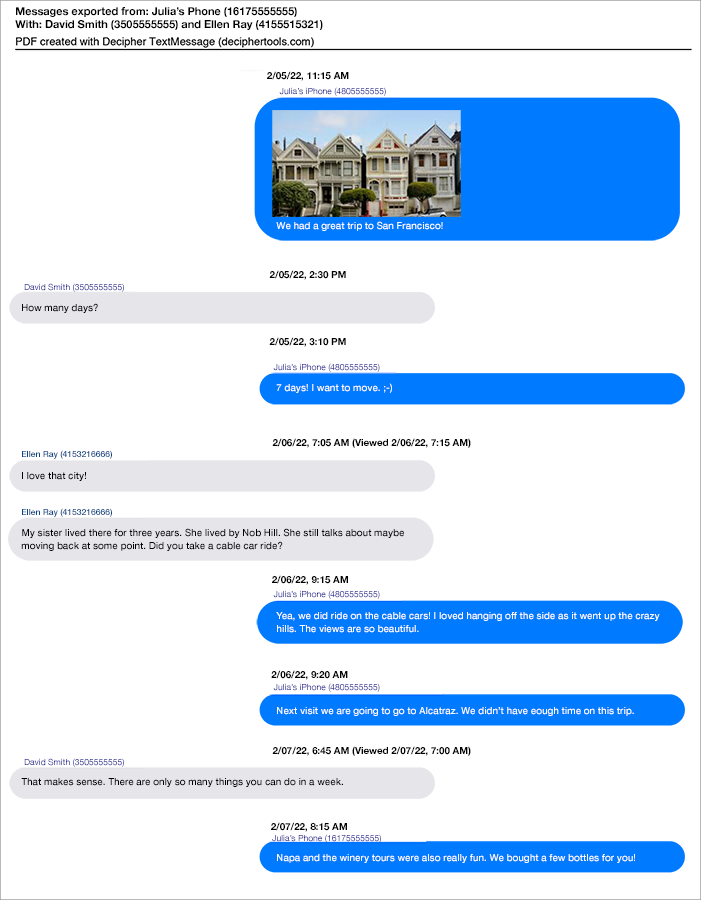 Open up the PDF of your group iPhone text messages and choose "Print" to print out the group SMS chats.
