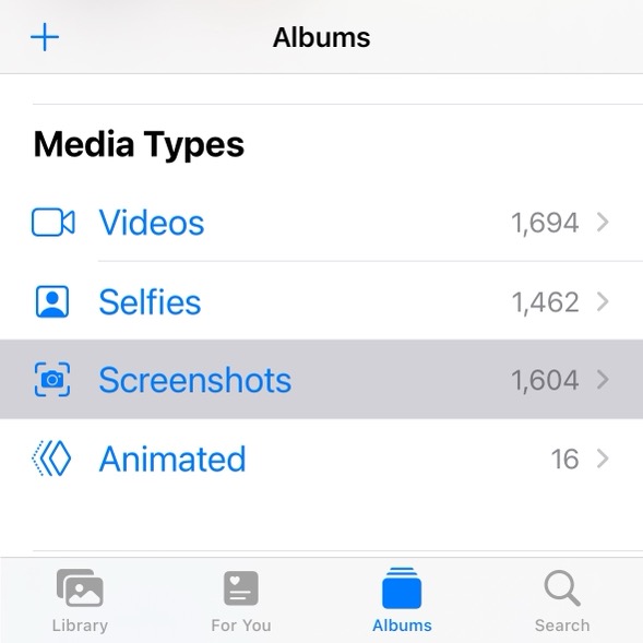 Access the Screenshots Album in the iPhone Photos App