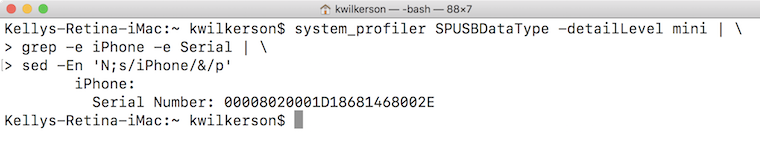 Get UDID of an iPhone XS in Terminal